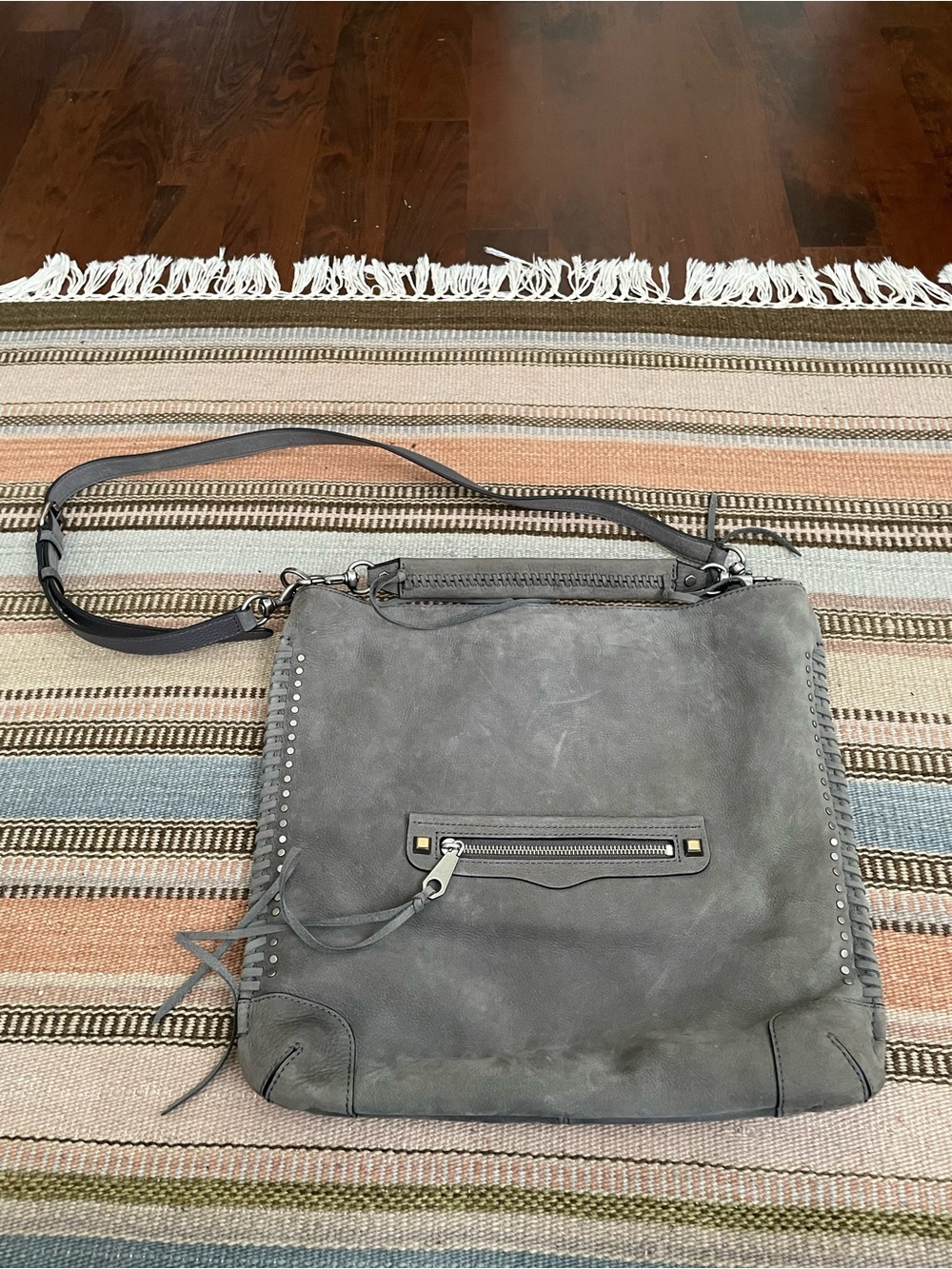 Rebecca Minkoff Grey Charcoal Leather Tote Bag